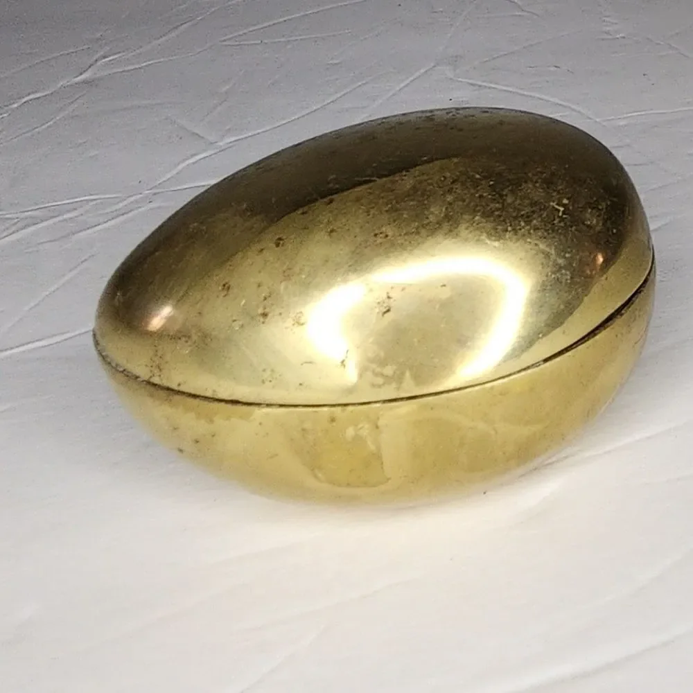 Vintage Brass Pelican Egg trinket box Accessories Midcentury modern Hollywood RE